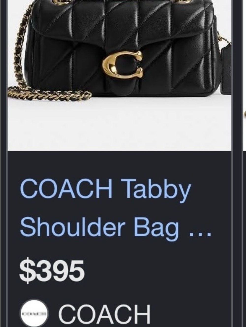 Coach Tabby Quilted Leather Shoulder Bag - Black with Gold Hardware